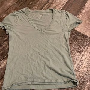 Light mint green tee shirt for women, V-neck.